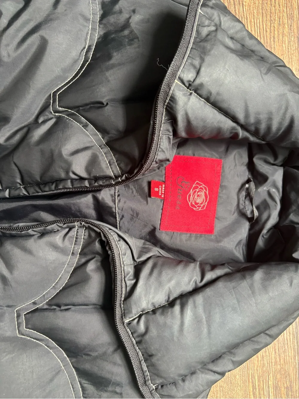 Vintage Black GUESS Quilted Puffer Jacket